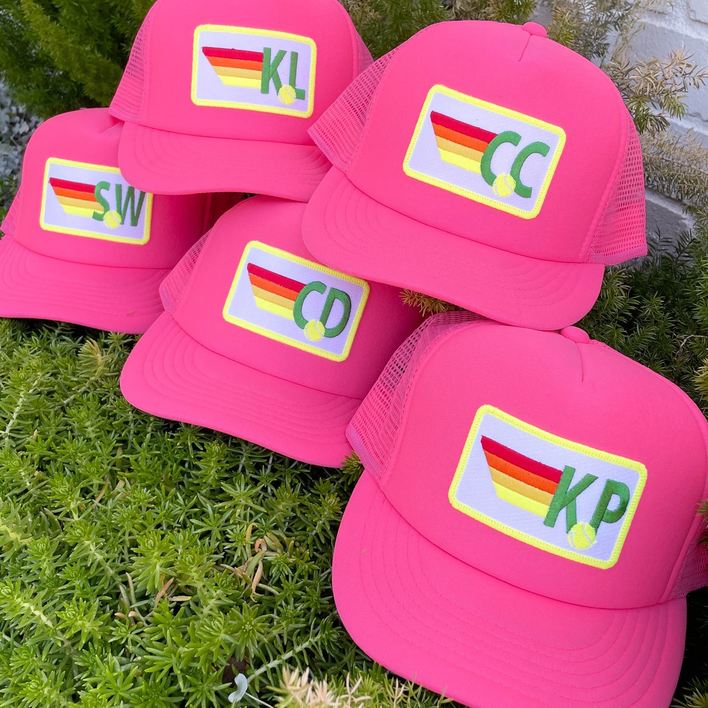 Trucker Hat - Rainbow Stripes Tennis Patch