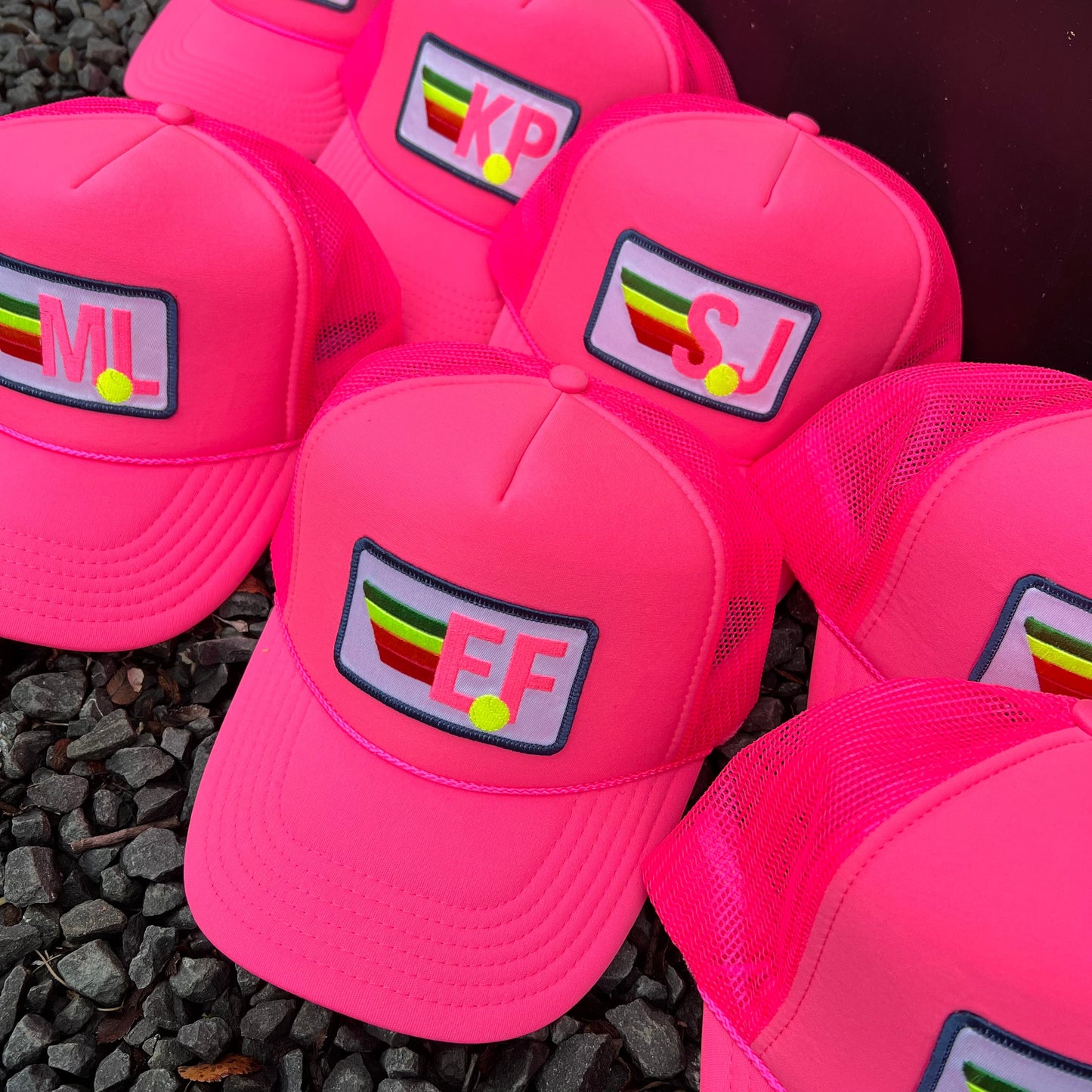 Trucker Hat - Rainbow Stripes Tennis Patch