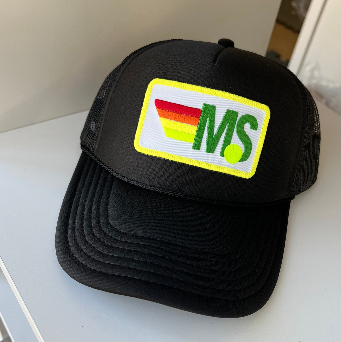 Trucker Hat - Rainbow Stripes Tennis Patch
