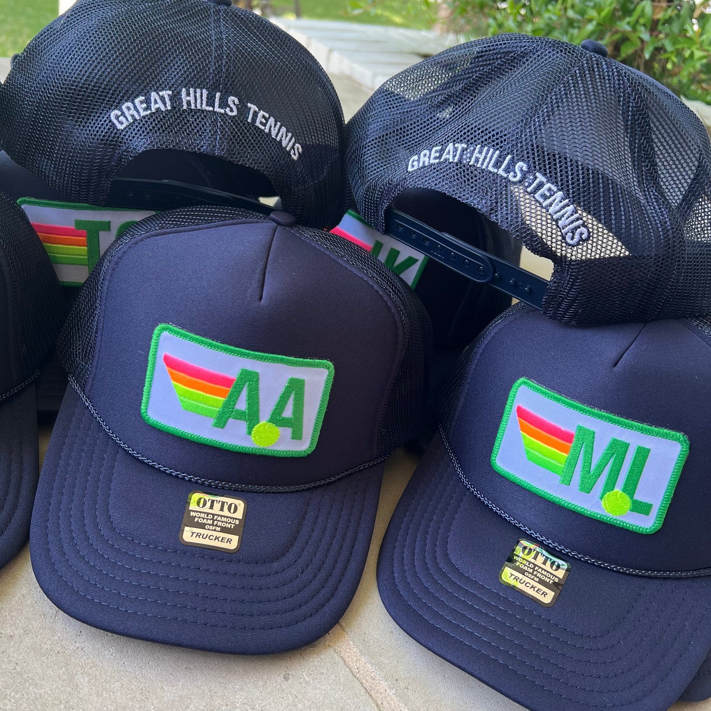 Trucker Hat - Rainbow Stripes Tennis Patch
