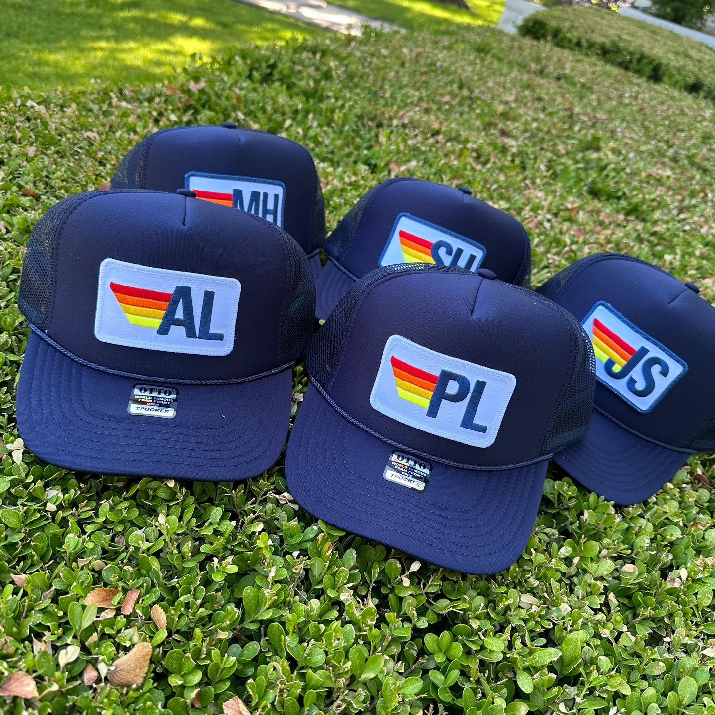 Trucker Hat - Rainbow Stripes Initials Patch