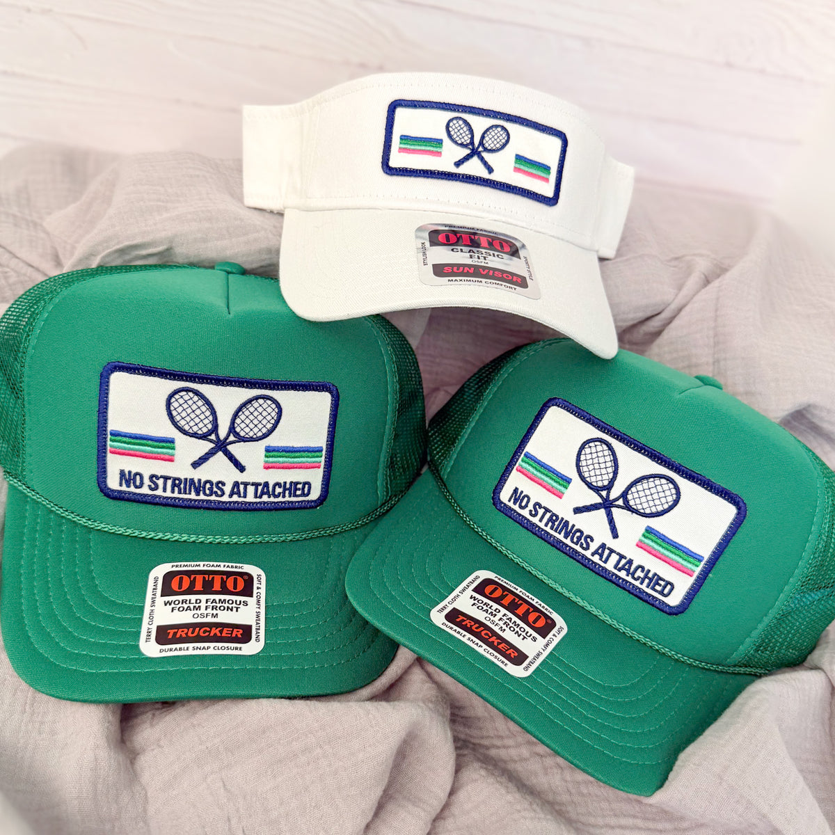 Tennis Racquet Stripe Visor — Tennis Racquets Patch, Custom Team Colors