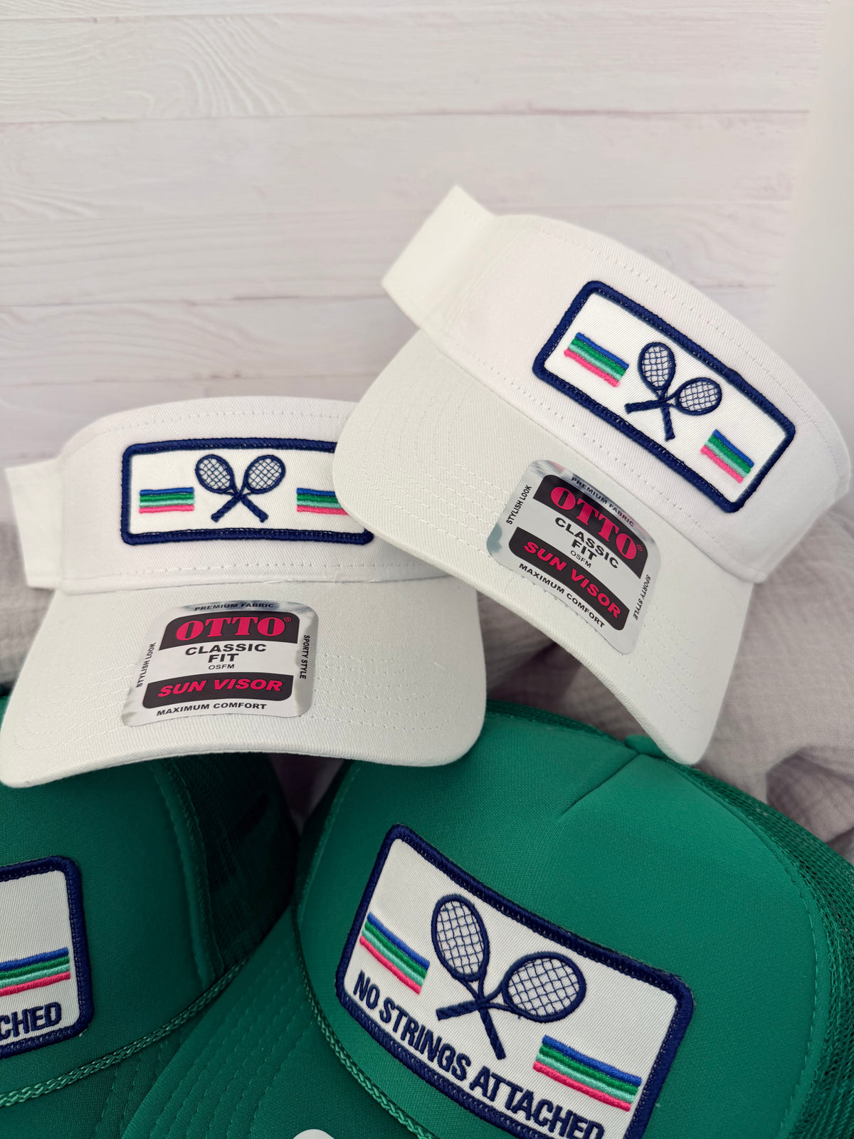 Tennis Racquet Stripe Visor — Tennis Racquets Patch, Custom Team Colors