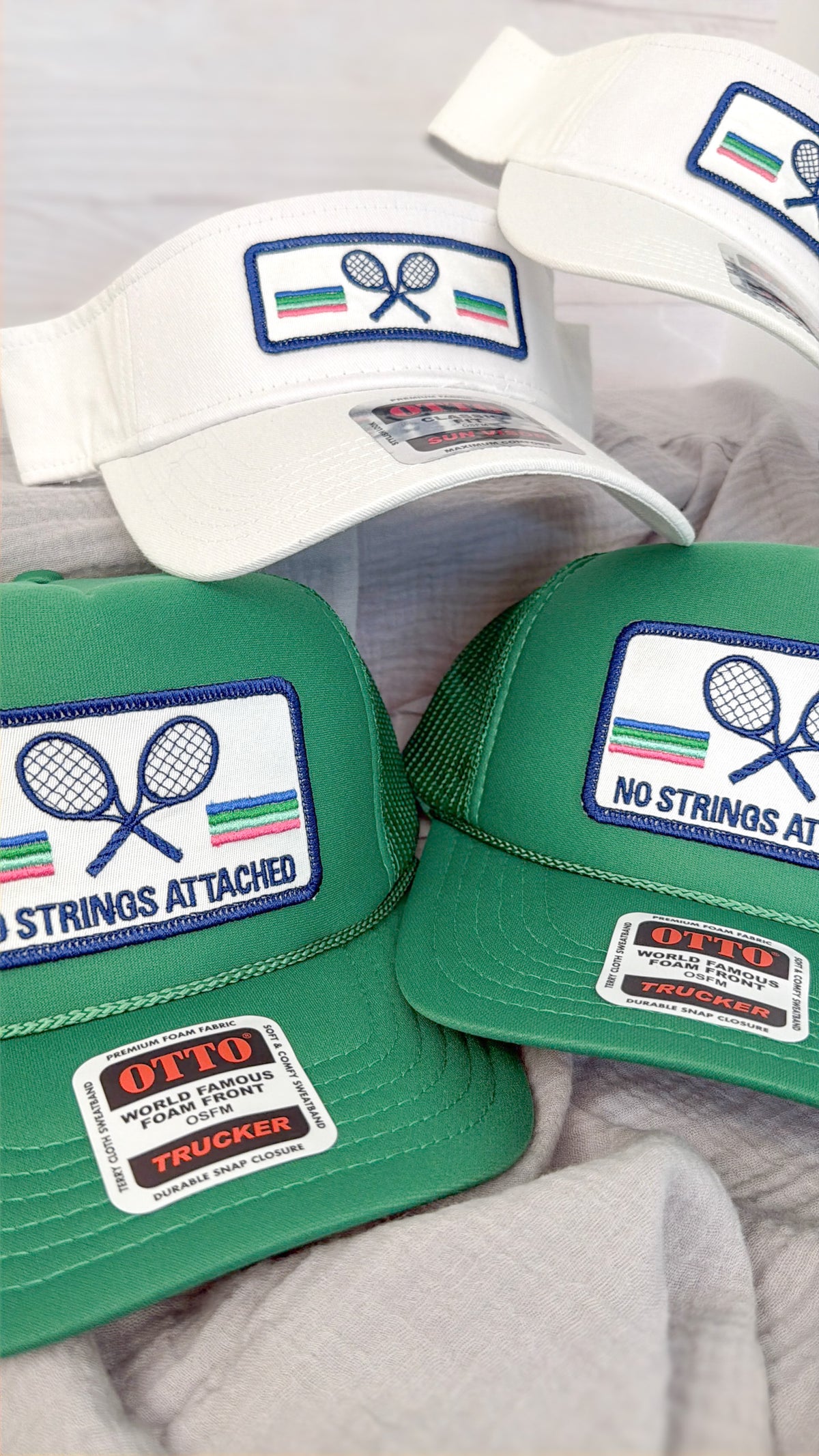Tennis Racquet Stripe Visor — Tennis Racquets Patch, Custom Team Colors