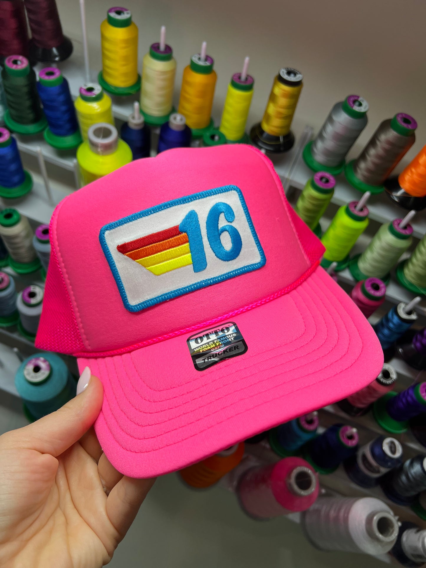 Trucker Hat - Birthday Rainbow Stripes Patch