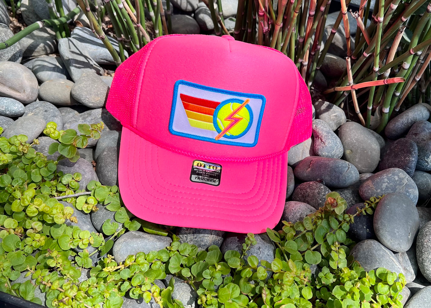 Trucker Hat - Rainbow Stripes Tennis Patch