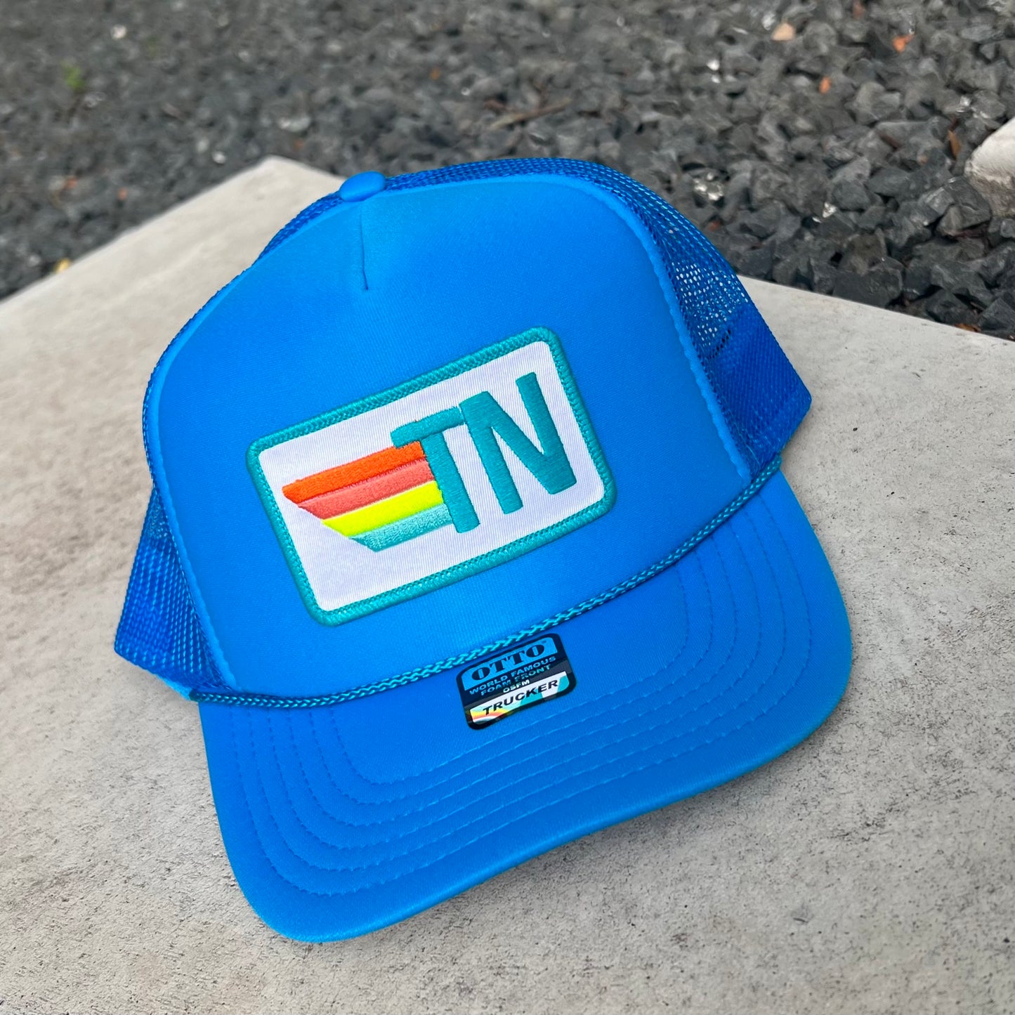 Trucker Hat - Rainbow Stripes Initials Patch