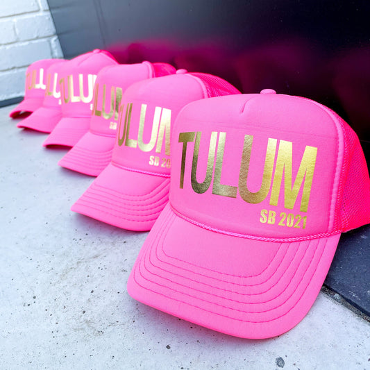 Foil Letters Custom Trucker Hat Cap, Girls Trip, 40th Birthday Gift ideas, Girls Weekend, Customized, Beach, 50th gift favor, gold