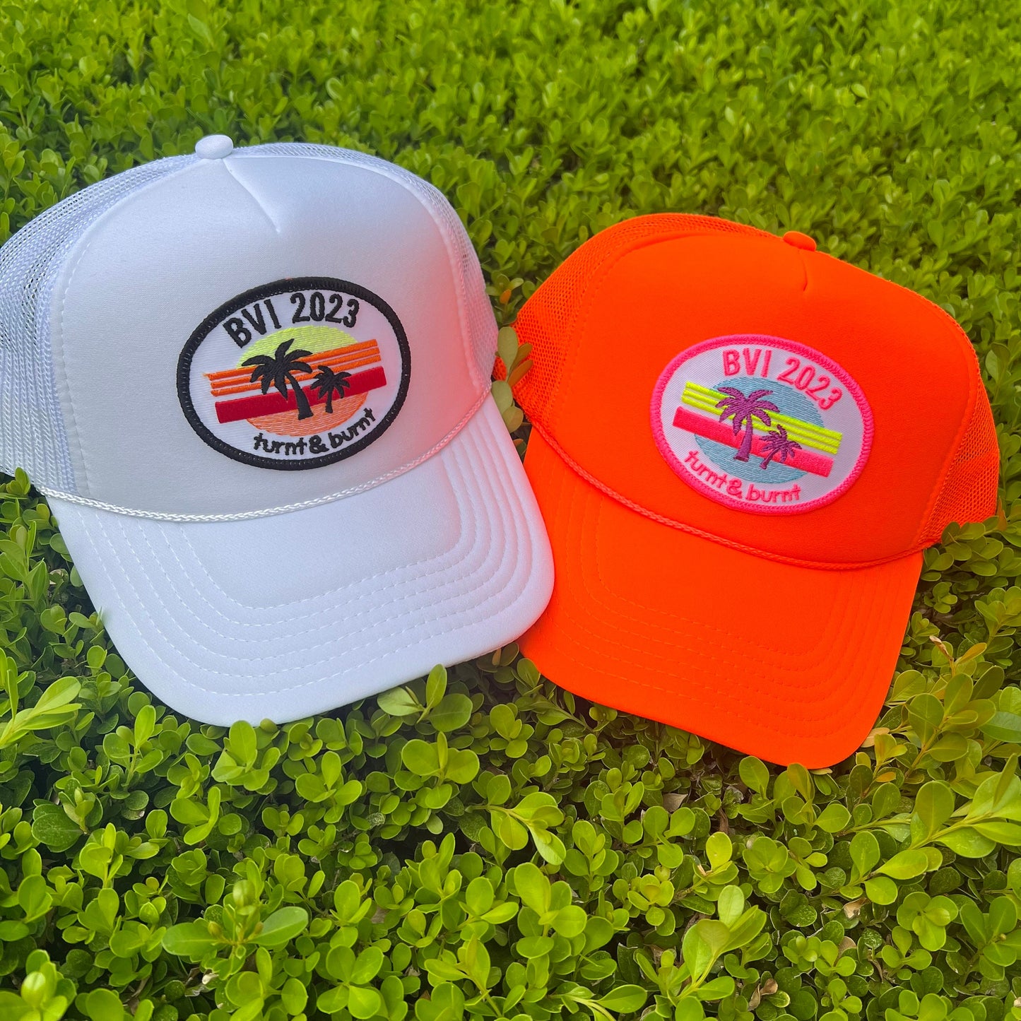 Custom Trucker Patch Hat, Island Beach Trip, Palm trees, Personalized Gift