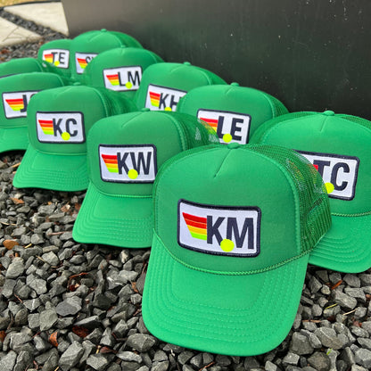 Rainbow Tennis Initial Trucker Hat, Custom Patch Cap