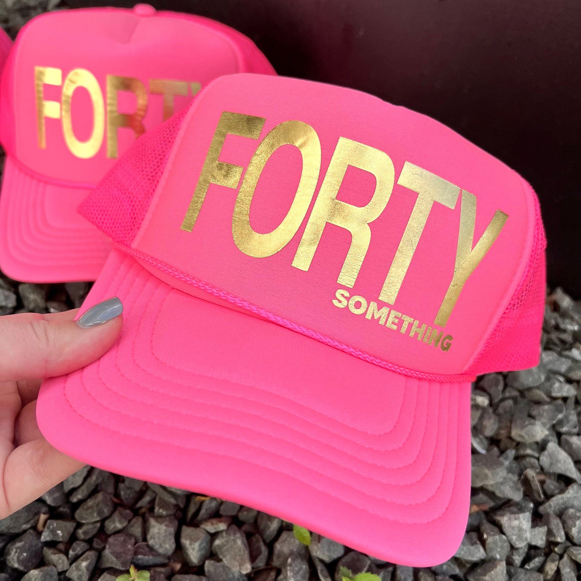 Foil Letters Custom Trucker Hat Cap, Girls Trip, 40th Birthday Gift ideas, Girls Weekend, Customized, Beach, 50th gift favor, gold