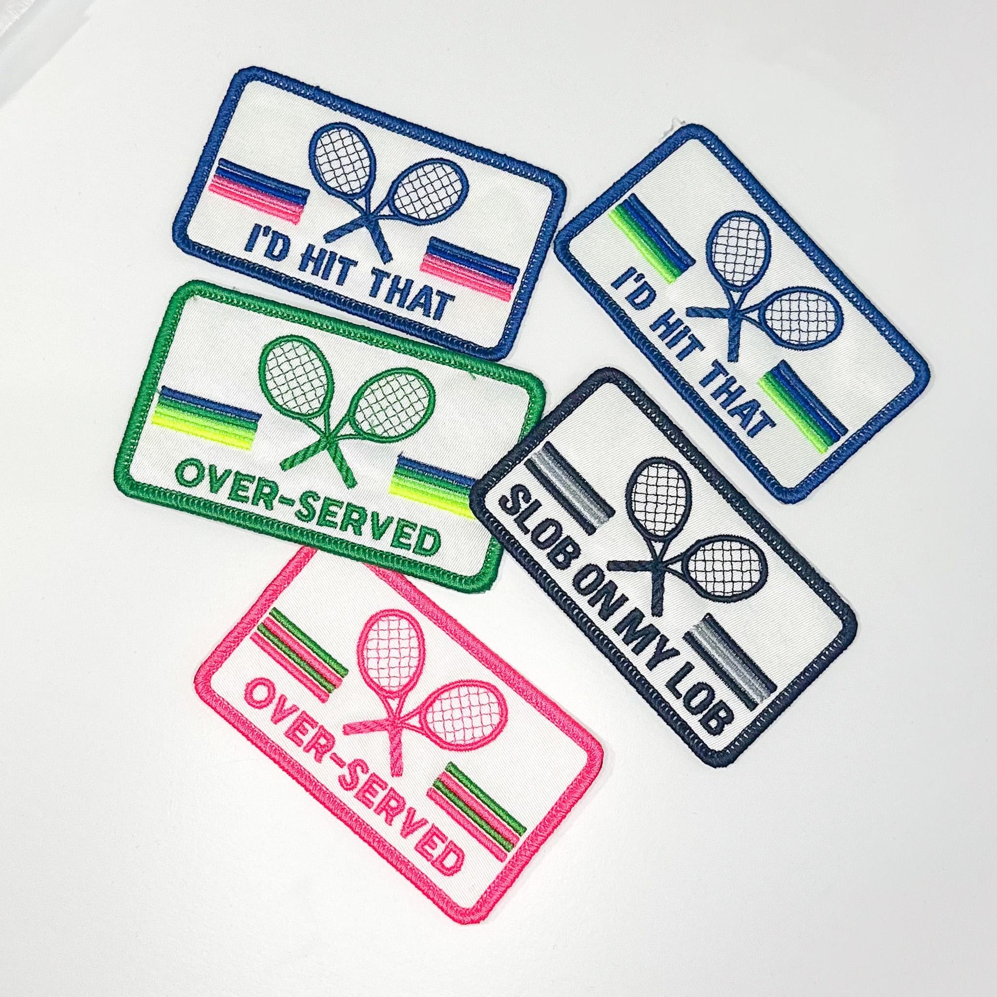 Tennis Patch: Racquets, Lightning Bolt, Rainbow Stripes - Customize