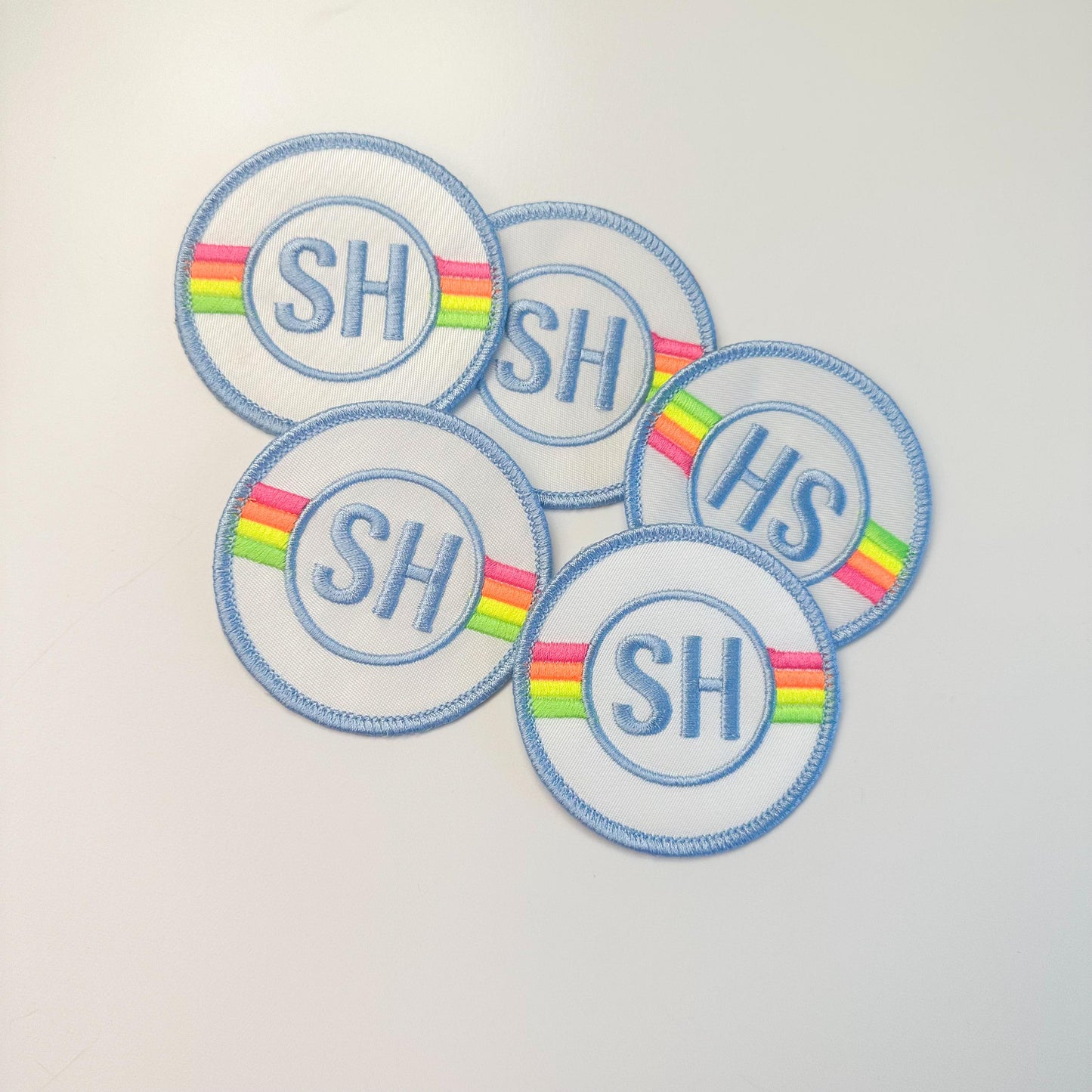 Custom Initials Patch: Circle Rainbow Stripes, Monogram Gift