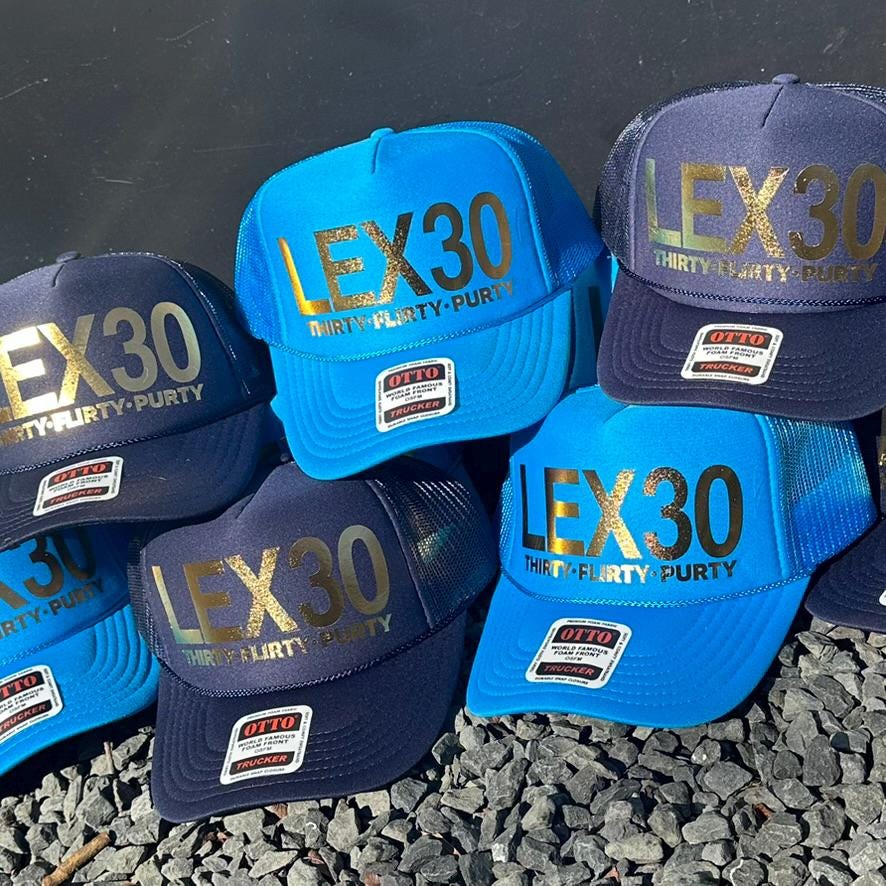 Custom Birthday Trucker Hat Cap, Girls Trip, 40th 50th Gift ideas, Girls Weekend, Customized, Beach, gold, beach babe