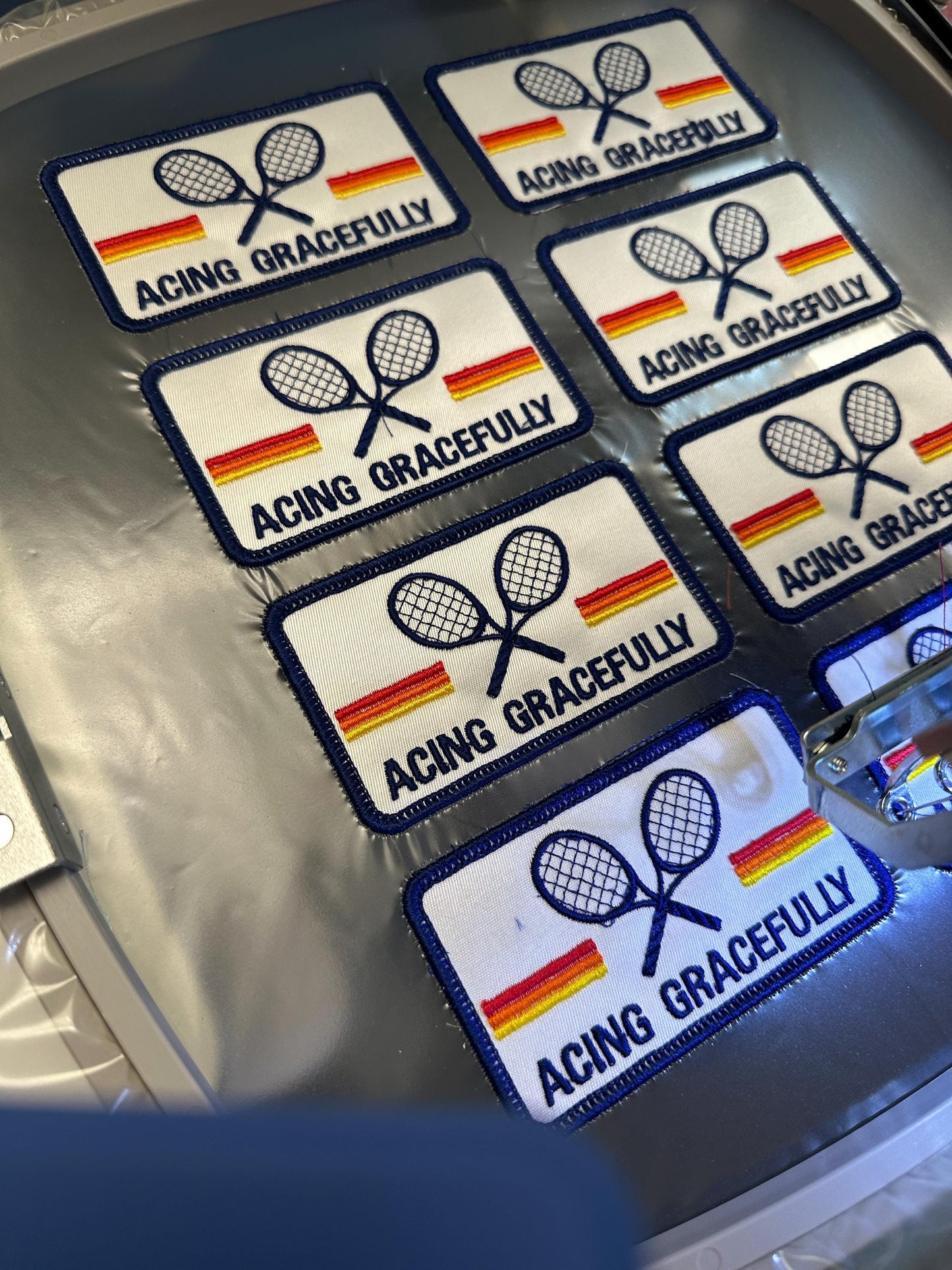 Tennis Patch: Racquets, Lightning Bolt, Rainbow Stripes - Customize