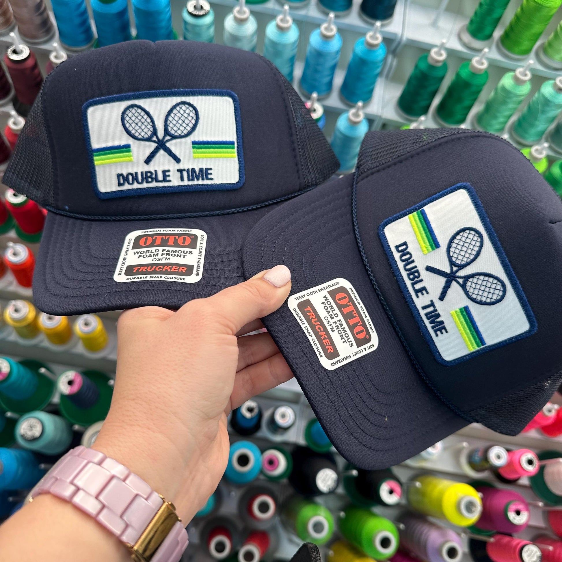Custom Tennis Trucker Hat Cap, 40th 50th Birthday Gift ideas, Girls Weekend, Customized, team, racquets, team outfits, over served