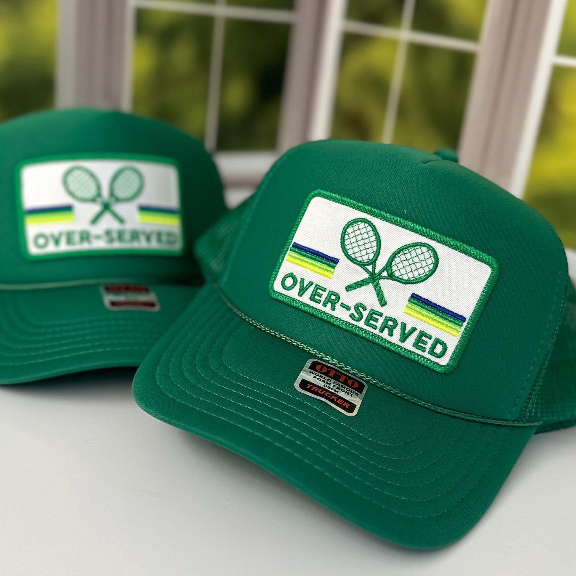 Custom Tennis Trucker Hat Cap, 40th 50th Birthday Gift ideas, Girls Weekend, Customized, team, racquets, team outfits, over served
