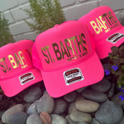 Foil Letters Custom Trucker Hat Cap, Girls Trip, 40th Birthday Gift ideas, Girls Weekend, Customized, Beach, 50th gift favor, gold