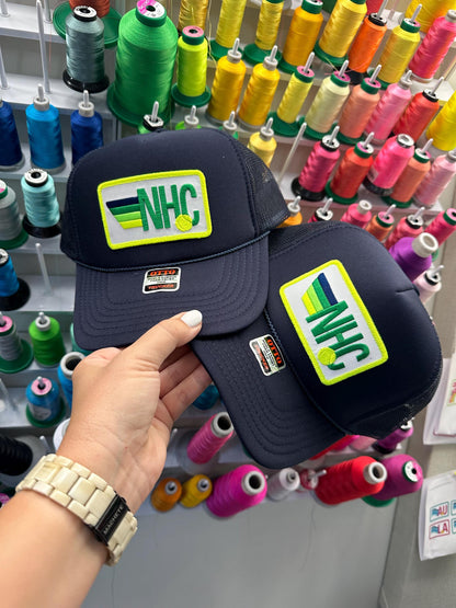 Rainbow Tennis Initial Trucker Hat, Custom Patch Cap
