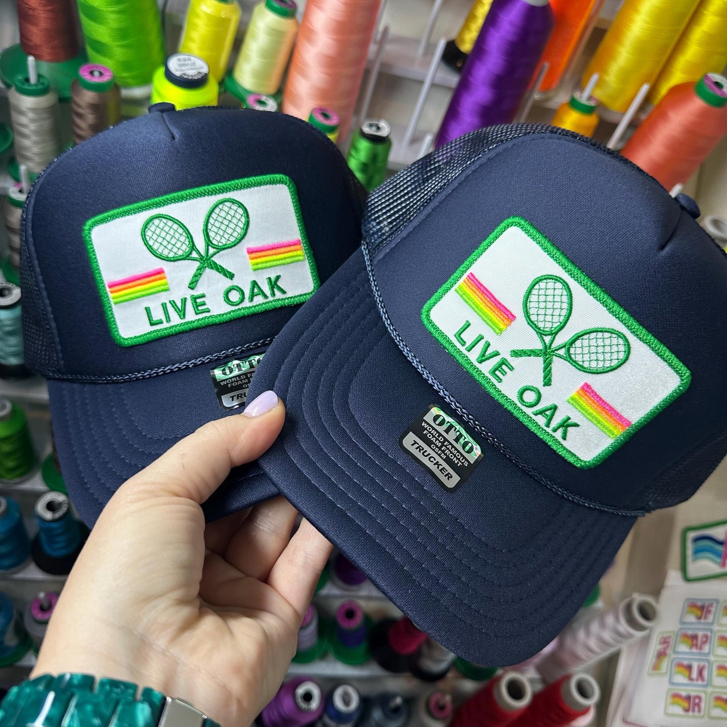 Custom Tennis Trucker Hat Cap, 40th 50th Birthday Gift ideas, Girls Weekend, Customized, team, racquets, team outfits, over served