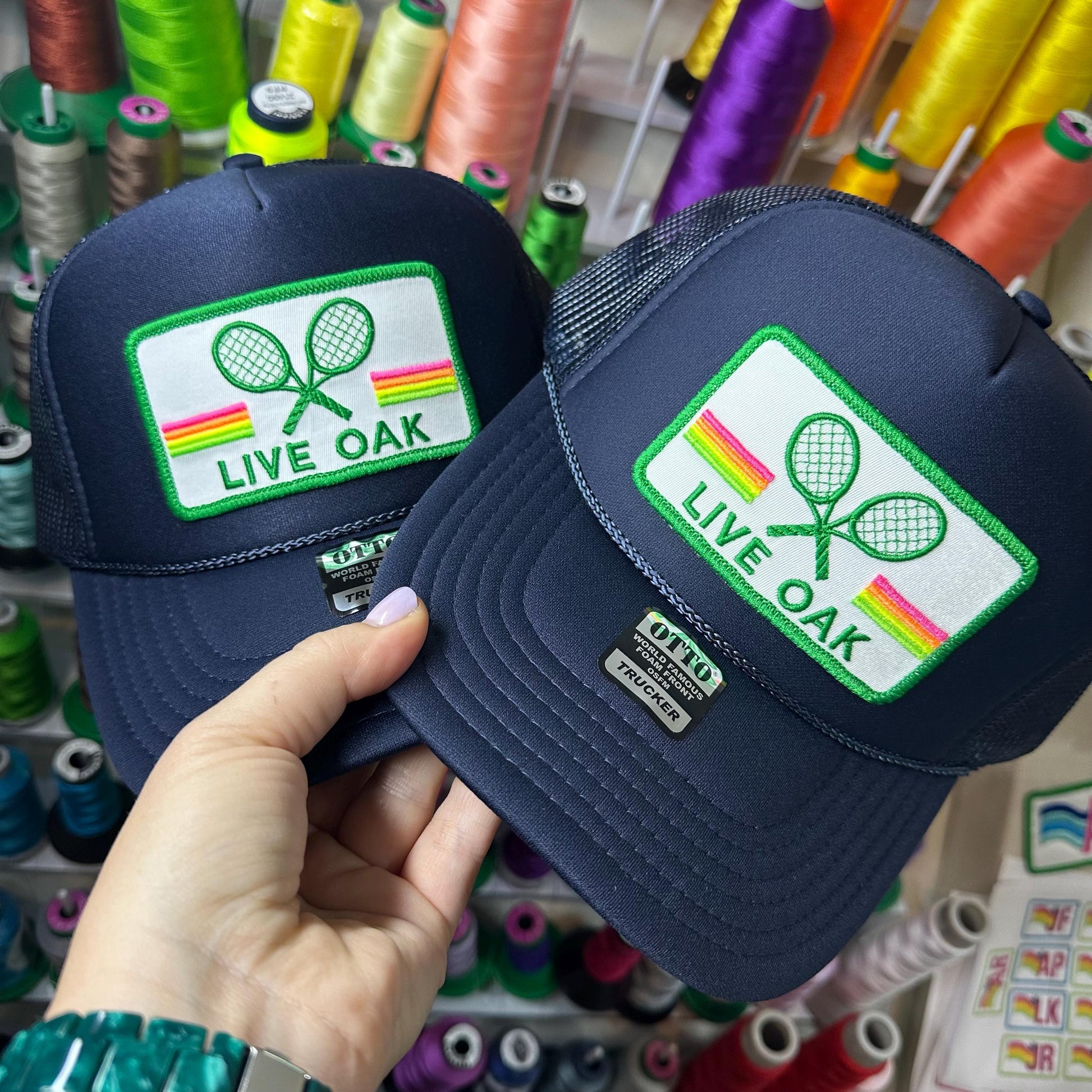 Custom Tennis Trucker Hat Cap, 40th 50th Birthday Gift ideas, Girls Weekend, Customized, team, racquets, team outfits, over served