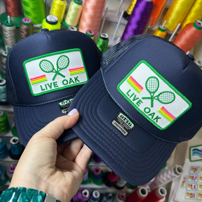 Custom Tennis Trucker Hat Cap, 40th 50th Birthday Gift ideas, Girls Weekend, Customized, team, racquets, team outfits, over served