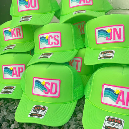 Custom Trucker Hat Cap, Girls Trip, 40th Birthday Gift ideas, Girls Weekend, Customized, Beach, 50th birthday gift favor, Sun Waves