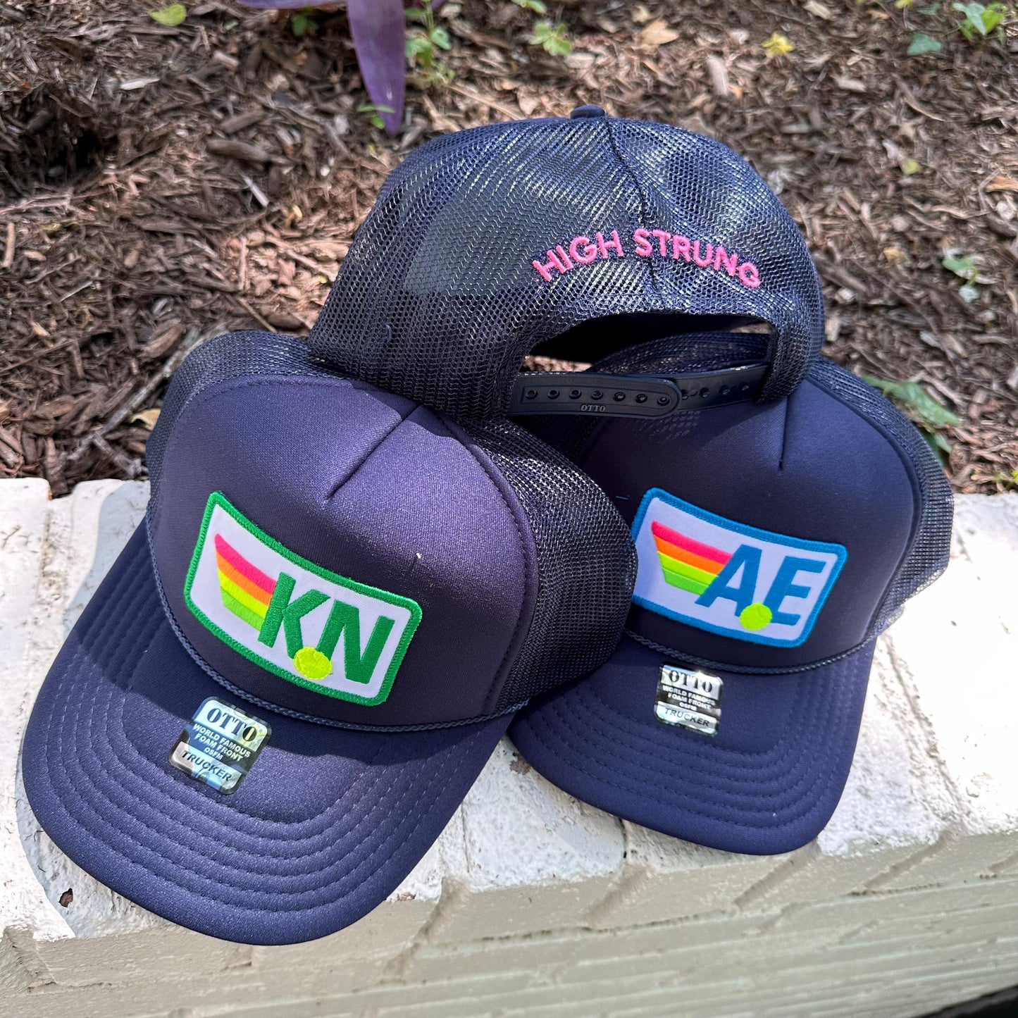 Rainbow Tennis Initial Trucker Hat, Custom Patch Cap