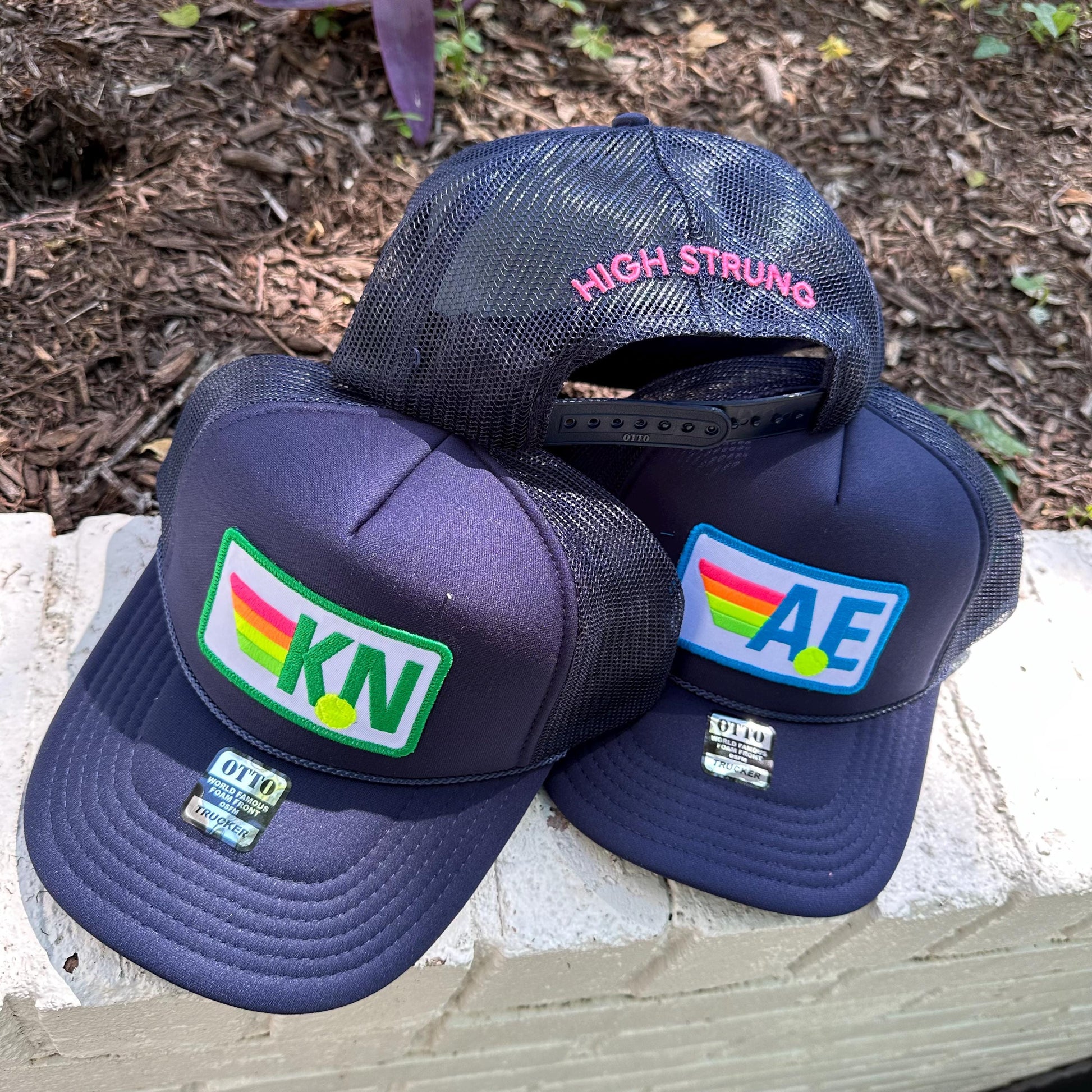 Rainbow Tennis Initial Trucker Hat, Custom Patch Cap