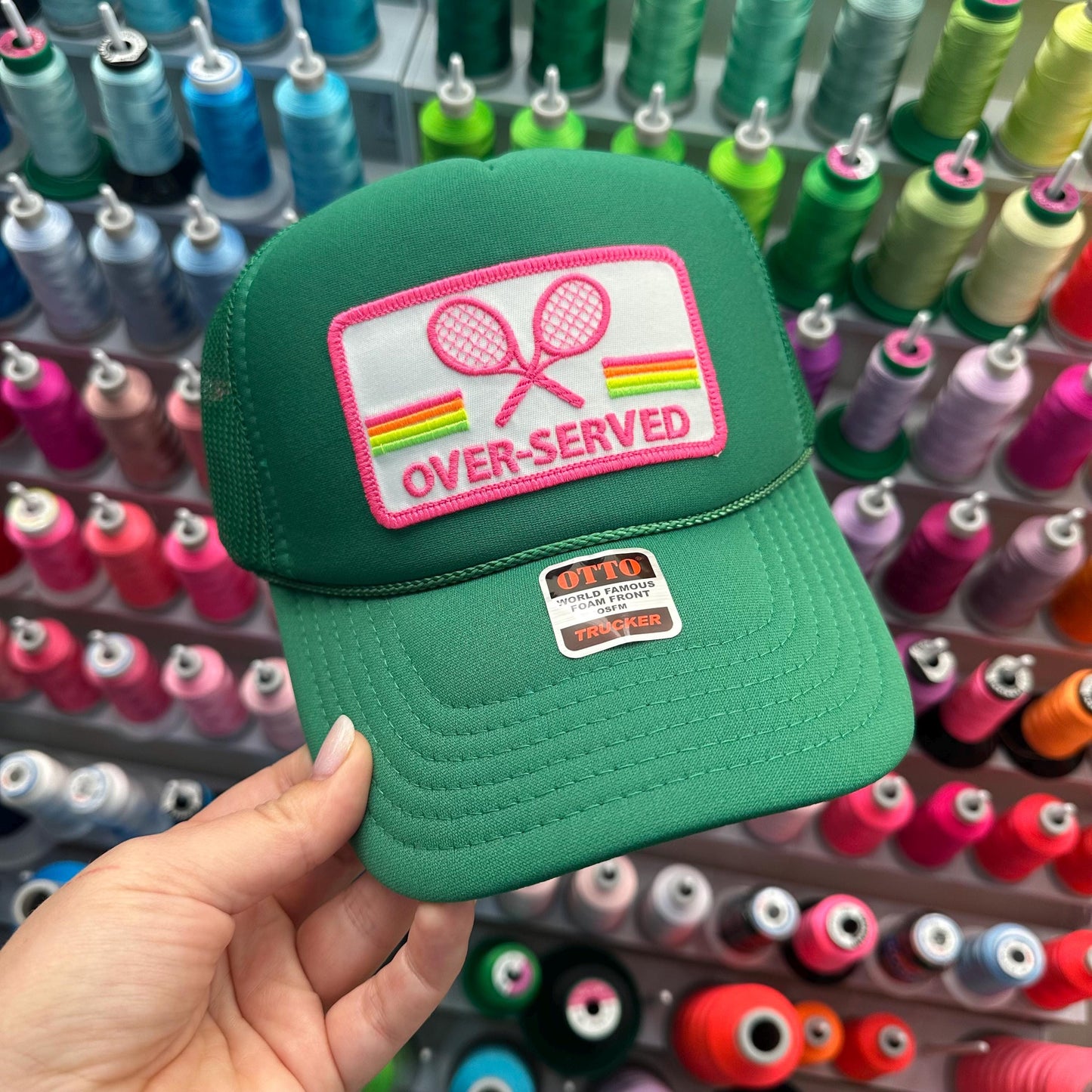 Custom Tennis Trucker Hat Cap, 40th 50th Birthday Gift ideas, Girls Weekend, Customized, team, racquets, team outfits, over served