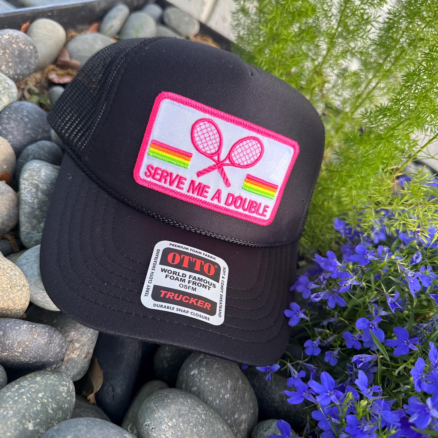 Custom Tennis Trucker Hat Cap, 40th 50th Birthday Gift ideas, Girls Weekend, Customized, team, racquets, team outfits, over served