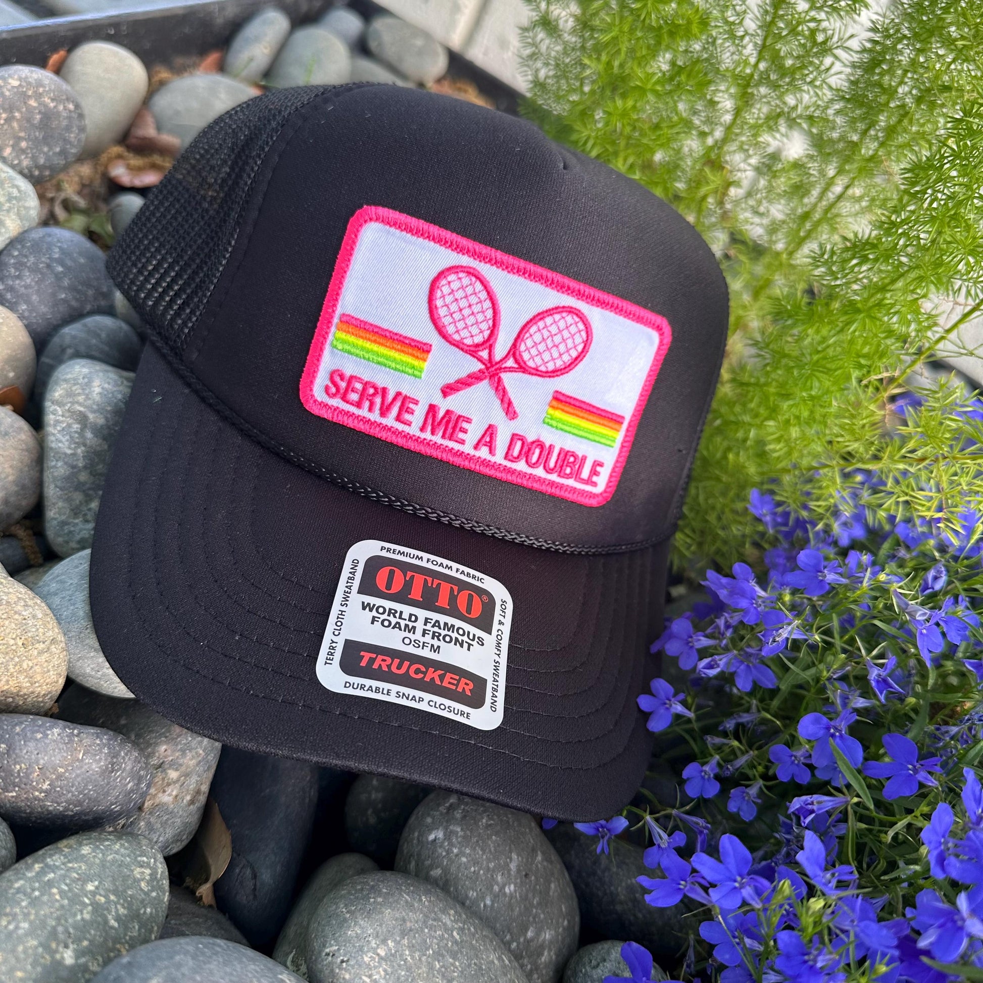 Custom Tennis Trucker Hat Cap, 40th 50th Birthday Gift ideas, Girls Weekend, Customized, team, racquets, team outfits, over served