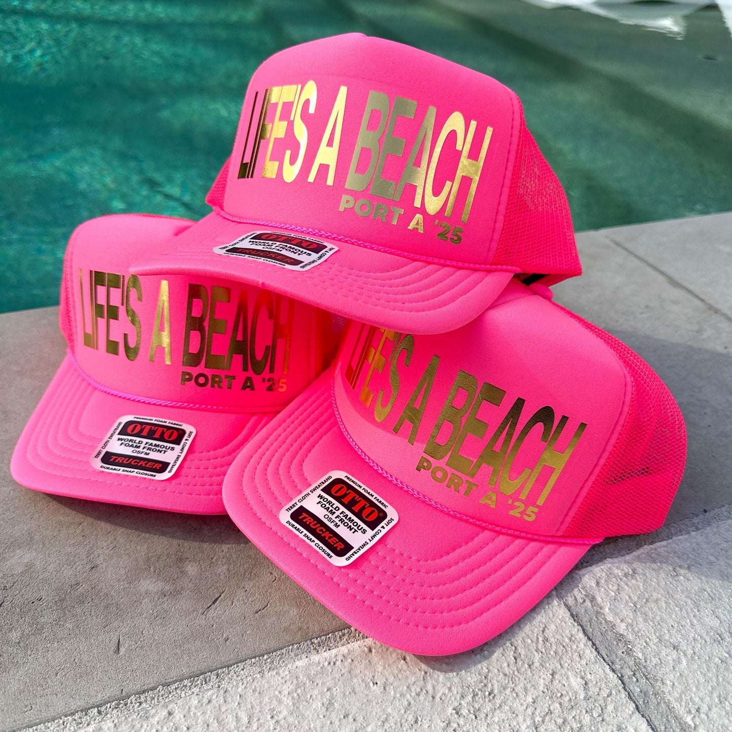 Foil Letters Custom Trucker Hat Cap, Girls Trip, 40th Birthday Gift ideas, Girls Weekend, Customized, Beach, 50th gift favor, gold