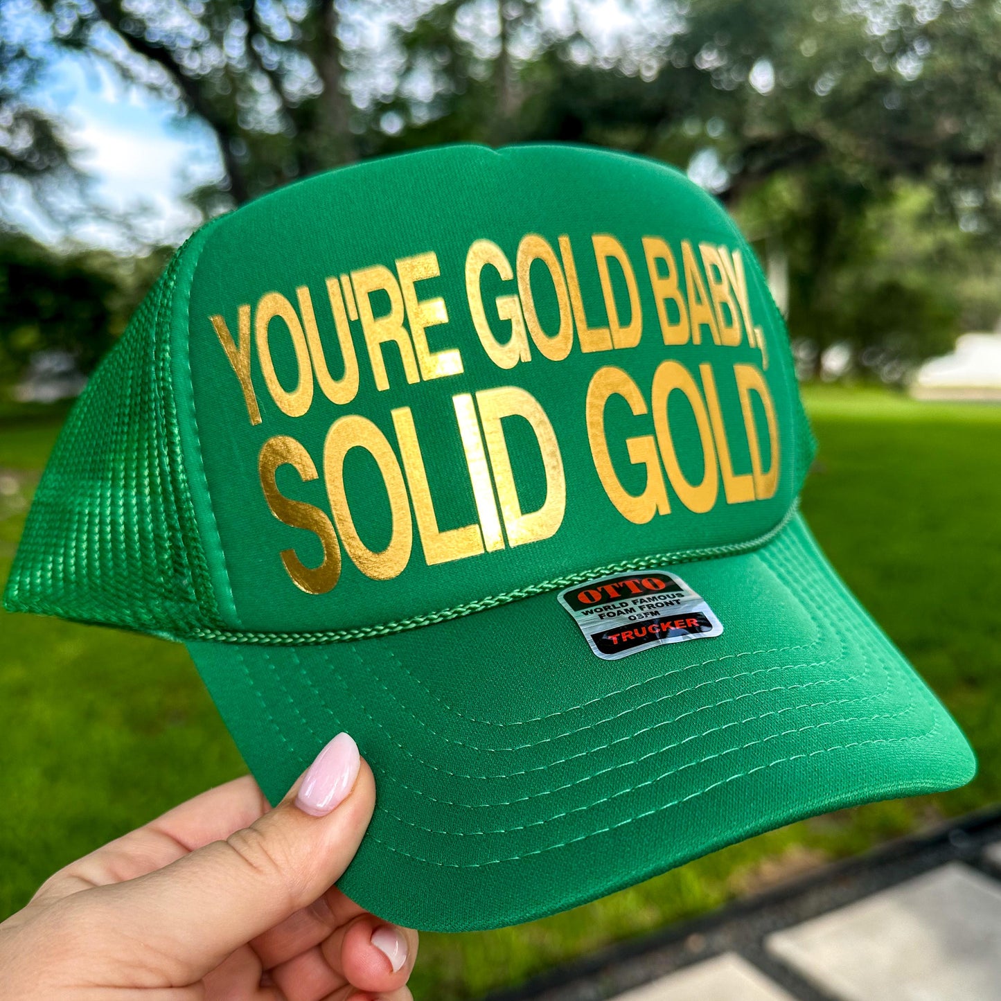 Foil Letters Custom Trucker Hat Cap, Girls Trip, 40th Birthday Gift ideas, Girls Weekend, Customized, Beach, 50th gift favor, gold