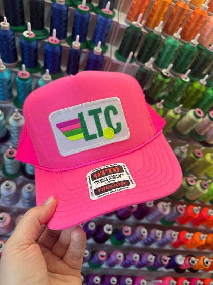 Rainbow Tennis Initial Trucker Hat, Custom Patch Cap