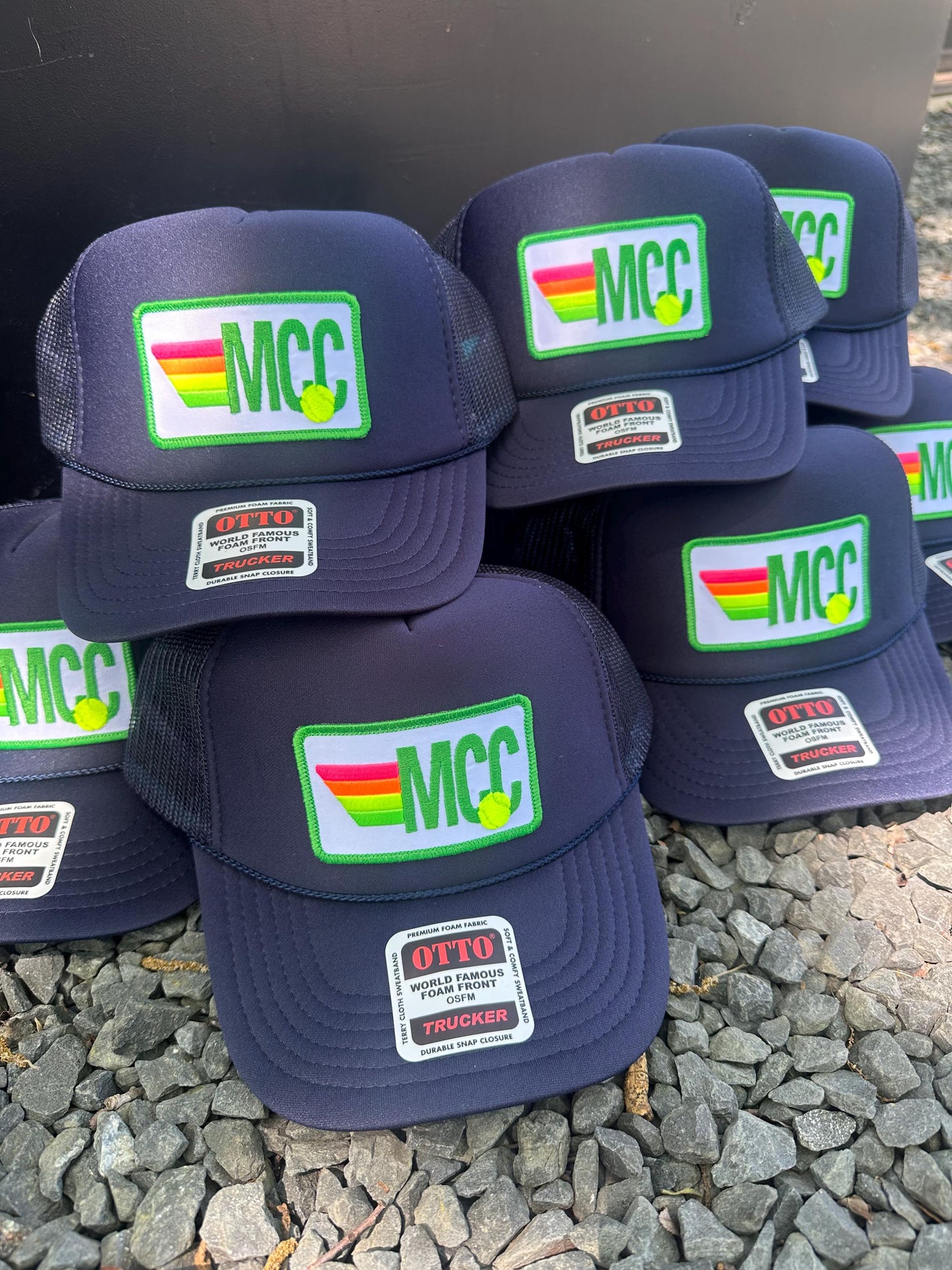 Rainbow Tennis Initial Trucker Hat, Custom Patch Cap