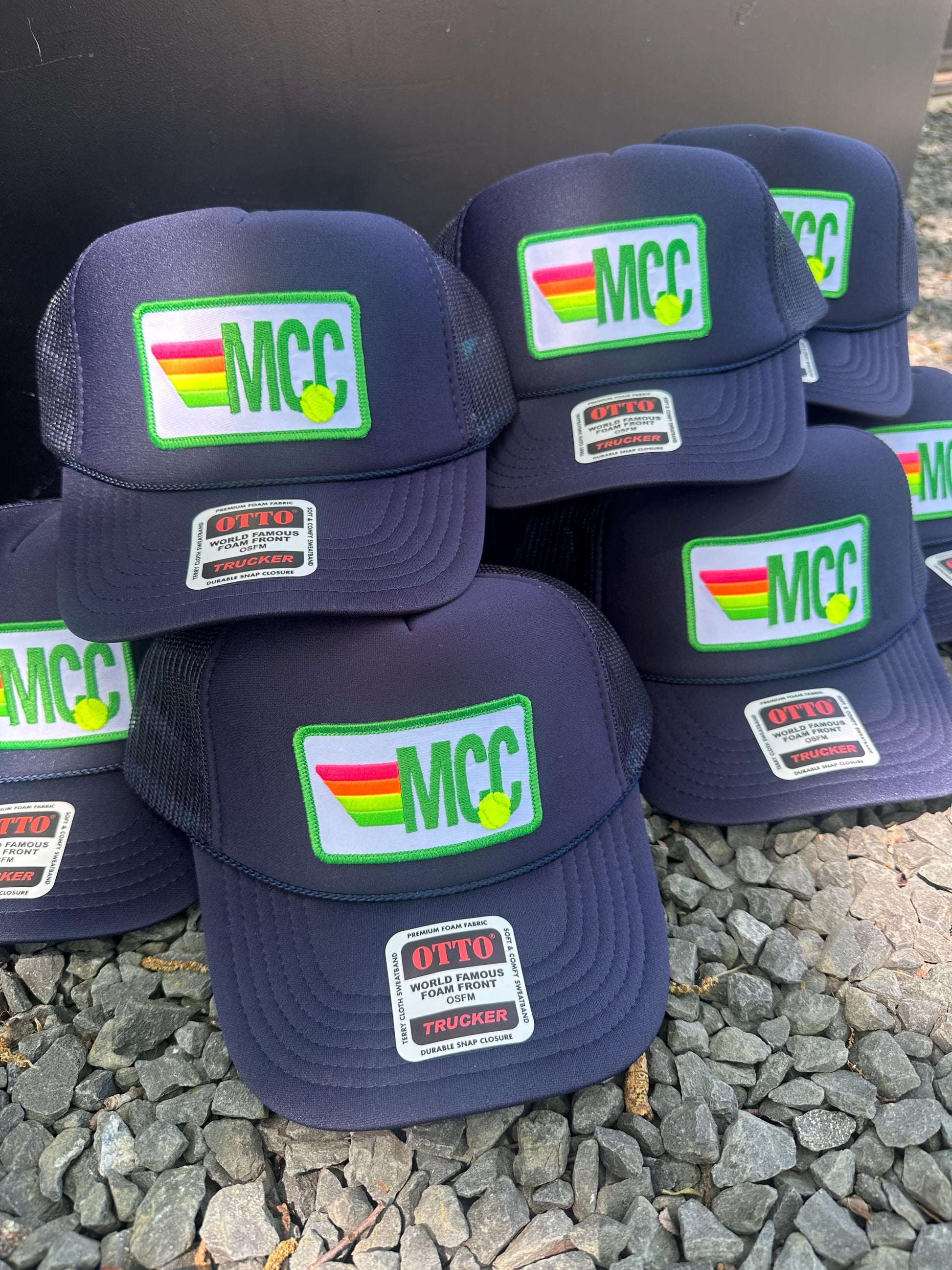 Rainbow Tennis Initial Trucker Hat, Custom Patch Cap