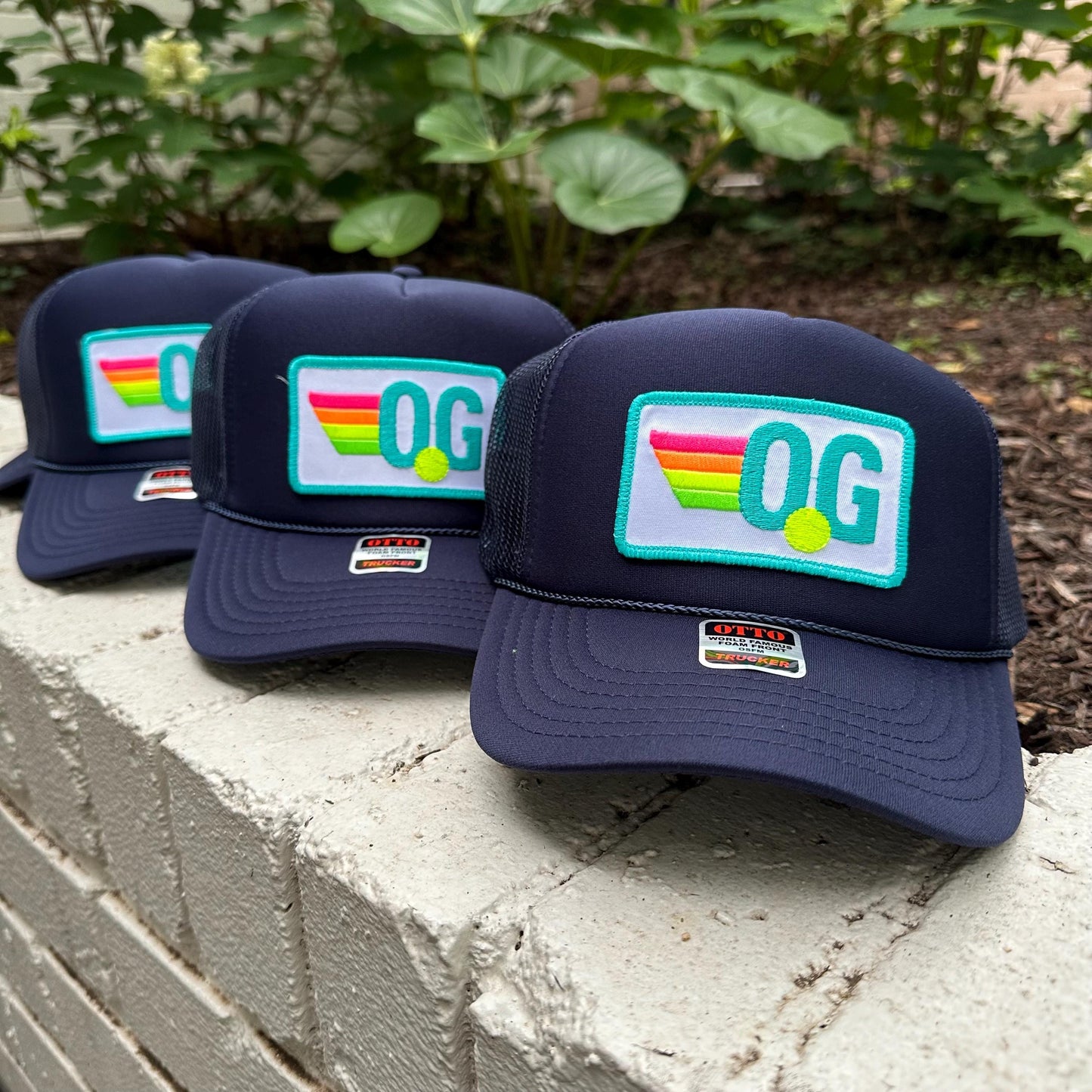 Rainbow Tennis Initial Trucker Hat, Custom Patch Cap
