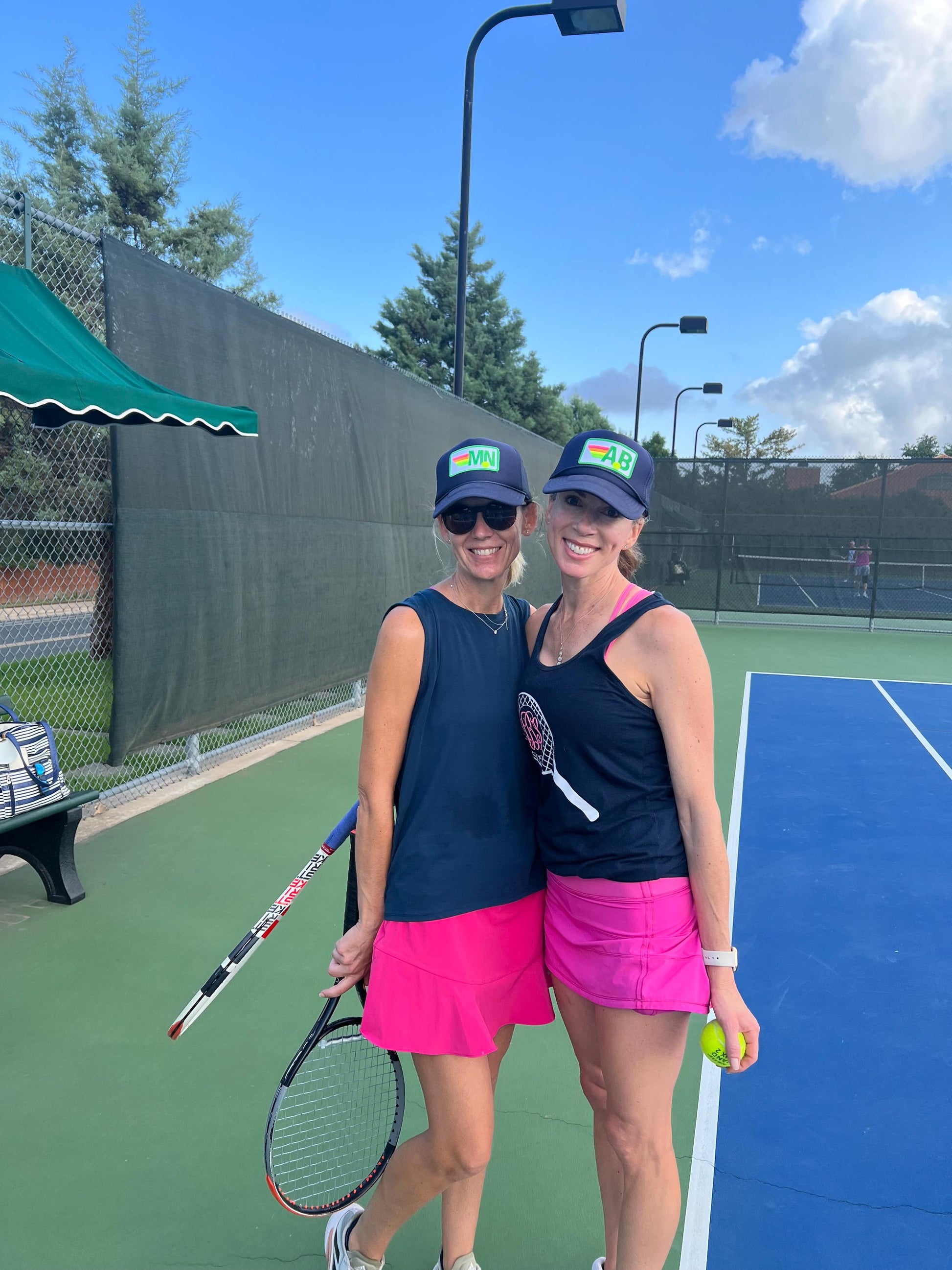 Rainbow Tennis Initial Trucker Hat, Custom Patch Cap