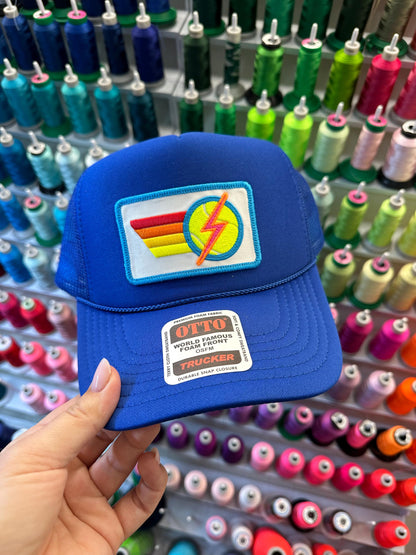 Rainbow Tennis Lightning Bolt Trucker Hat Cap, Girls Trip, Girls Weekend, Customize, USTA, patch, rainbow stripes, neon, team uniform