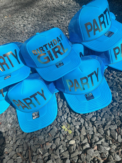 Custom Birthday Trucker Hat Cap, Girls Trip, 40th 50th Gift ideas, Girls Weekend, Customized, Beach, gold, beach babe