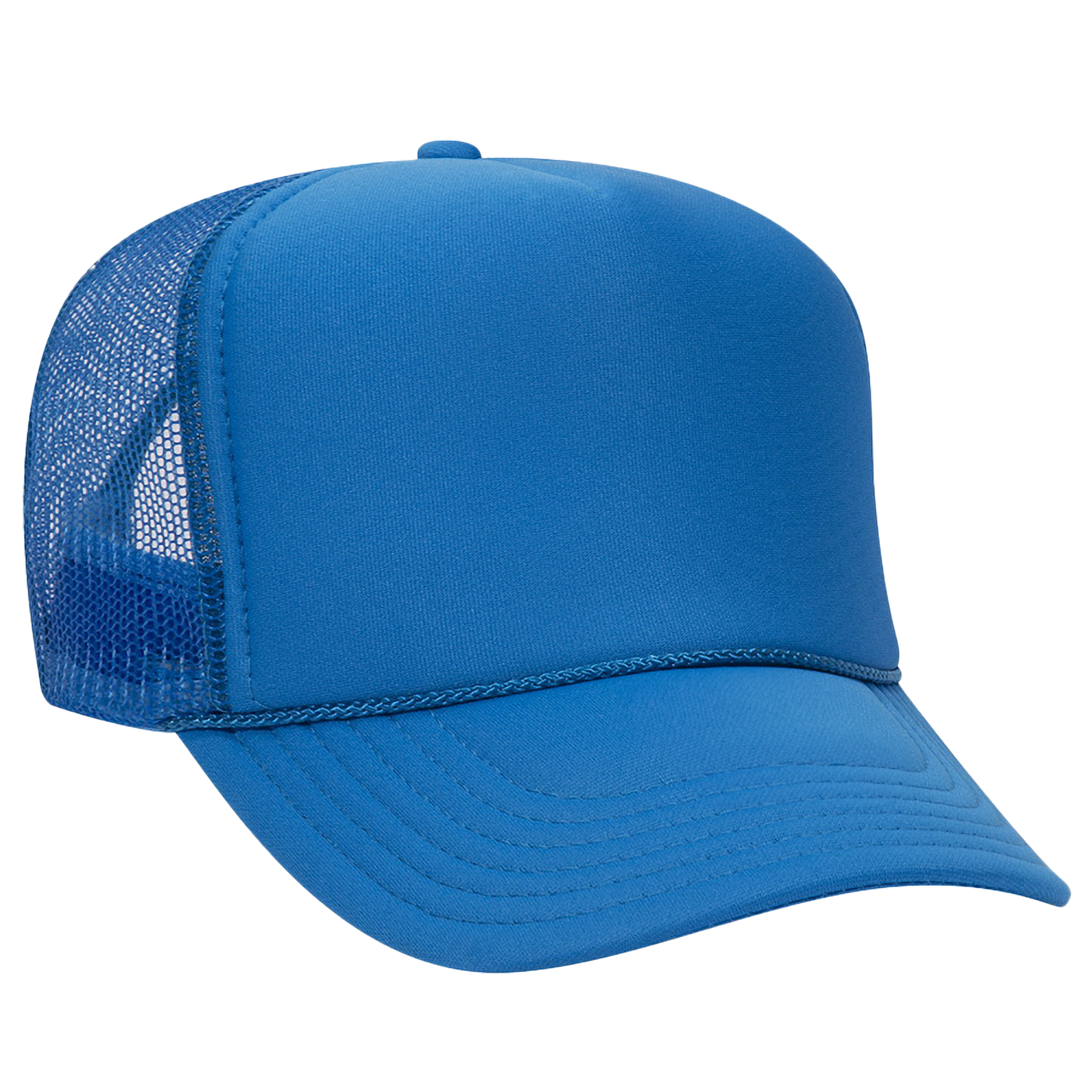 Blank neon blue foam trucker hat
