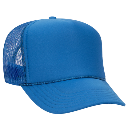 Blank neon blue foam trucker hat