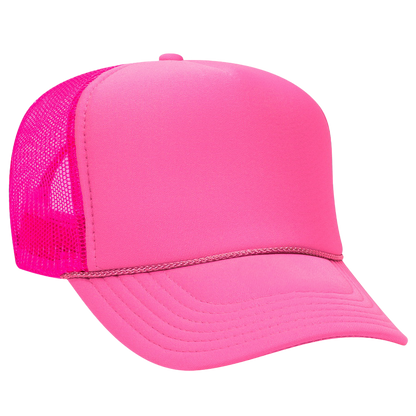 Blank neon pink foam trucker hat