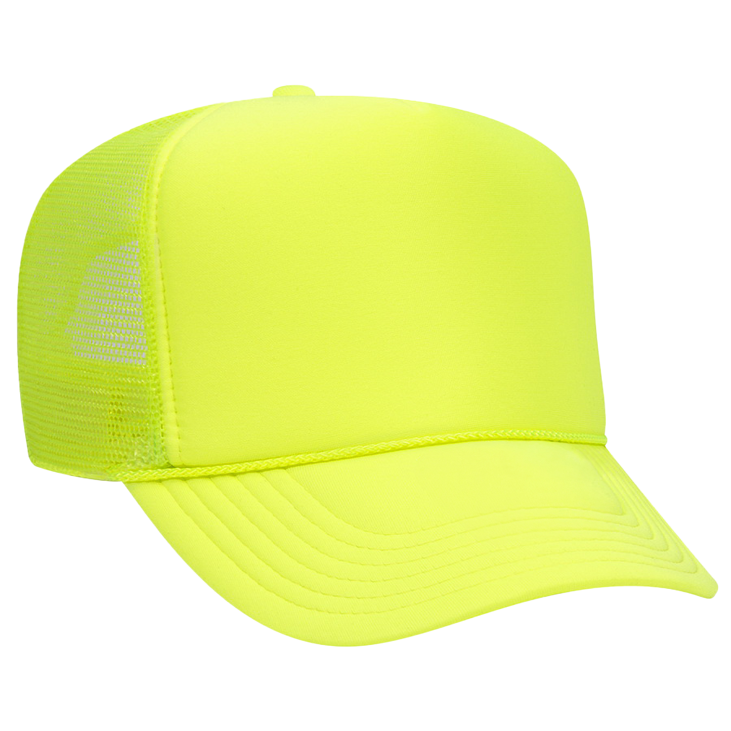 Blank neon yellow foam trucker hat