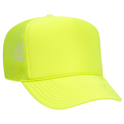 Blank neon yellow foam trucker hat