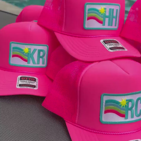 Custom Trucker Hat Cap, Girls Trip, 40th Birthday Gift ideas, Girls Weekend, Customized, Beach, 50th birthday gift favor, Sun Waves