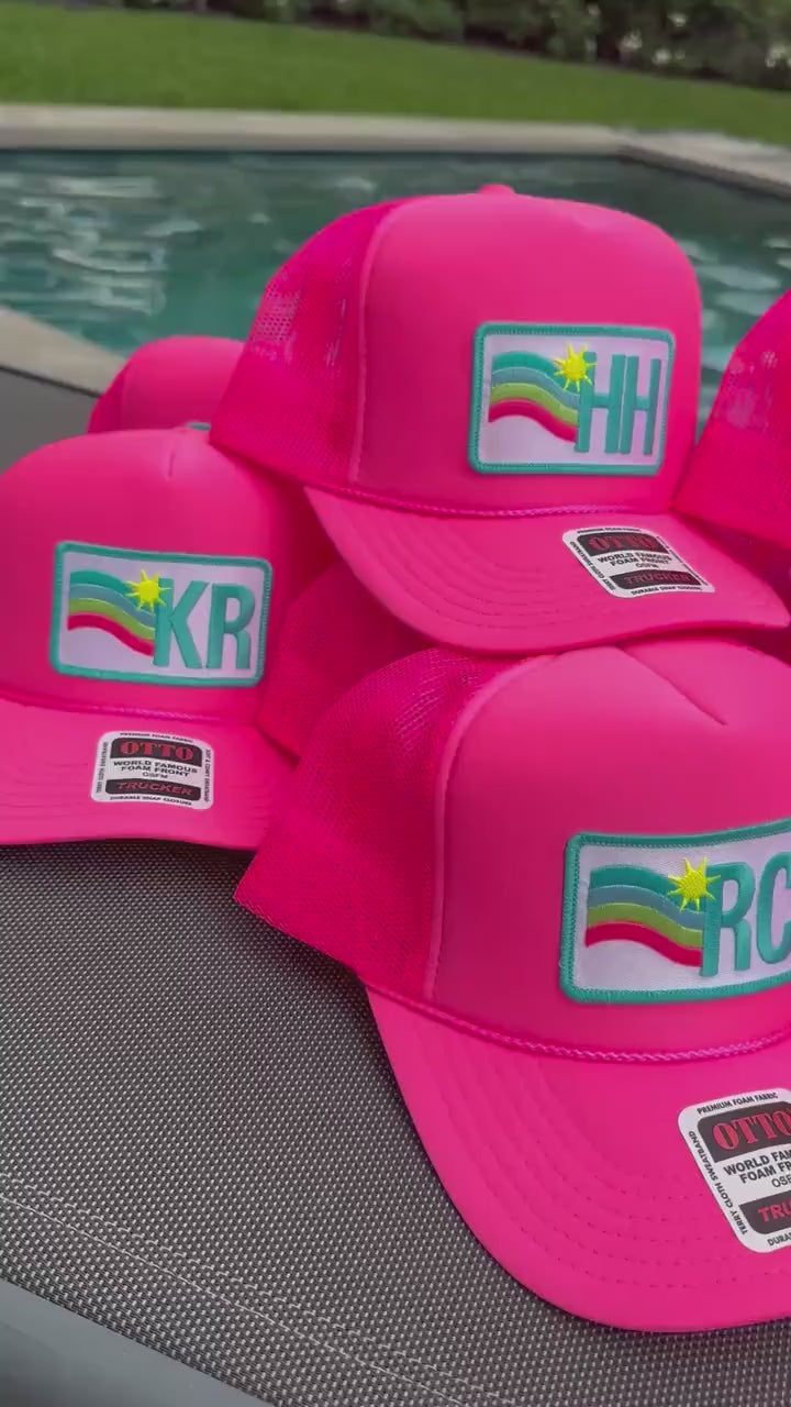 Custom Trucker Hat Cap, Girls Trip, 40th Birthday Gift ideas, Girls Weekend, Customized, Beach, 50th birthday gift favor, Sun Waves